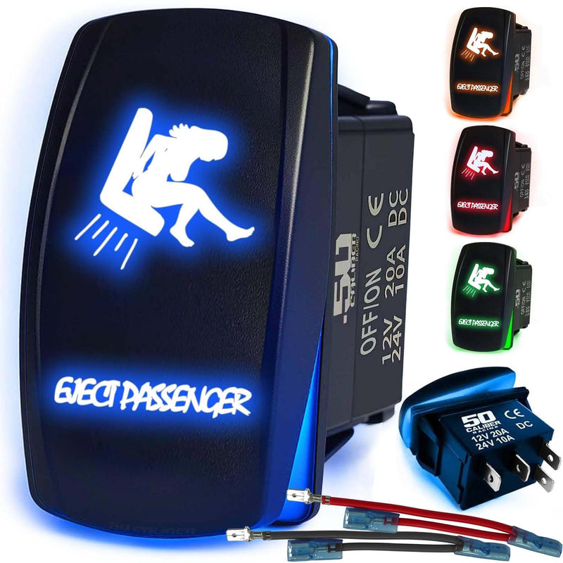 Load image into Gallery viewer, Waterproof Funny Rocker Switch 12v ON/Off, LED Backlit with Etched Design w/Toggle Switch 12v - UTV, Auto, Boat 20A Variation
