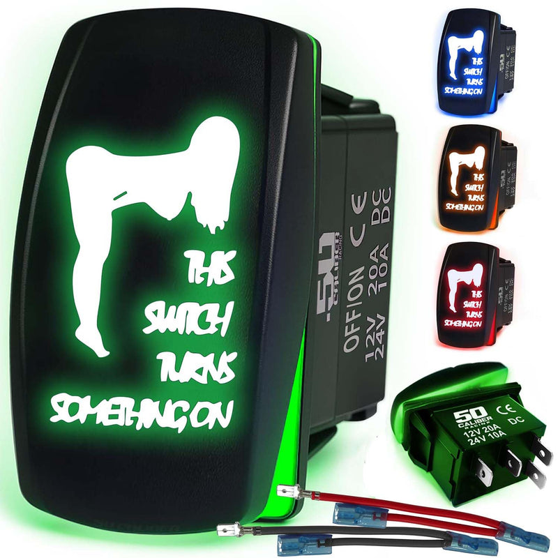 Load image into Gallery viewer, Waterproof Funny Rocker Switch 12v ON/Off, LED Backlit with Etched Design w/Toggle Switch 12v - UTV, Auto, Boat 20A Variation
