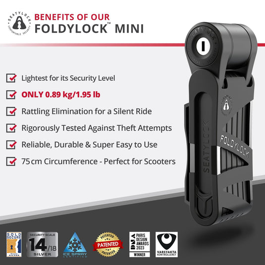 Seatylock Foldylock Mini The Lightest Certified Folding Bike Lock