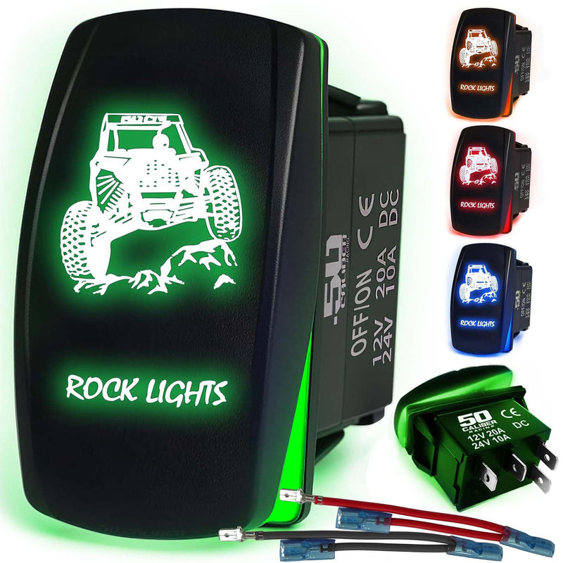 Load image into Gallery viewer, Waterproof Funny Rocker Switch 12v ON/Off, LED Backlit with Etched Design w/Toggle Switch 12v - UTV, Auto, Boat 20A Variation
