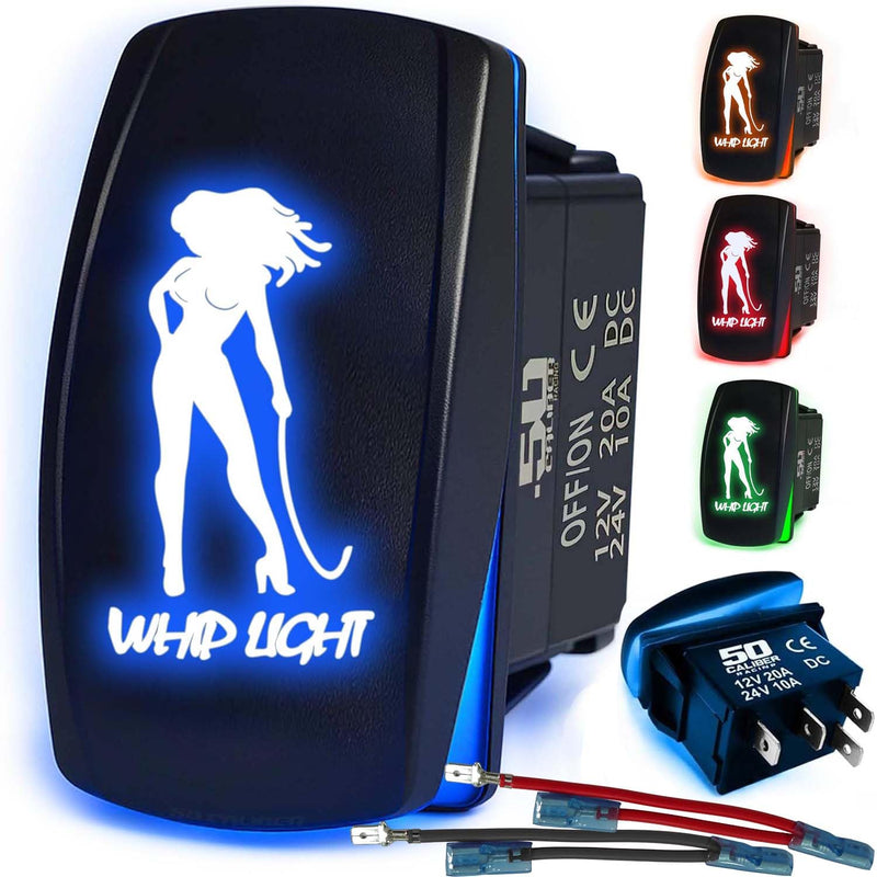 Load image into Gallery viewer, Waterproof Funny Rocker Switch 12v ON/Off, LED Backlit with Etched Design w/Toggle Switch 12v - UTV, Auto, Boat 20A Variation
