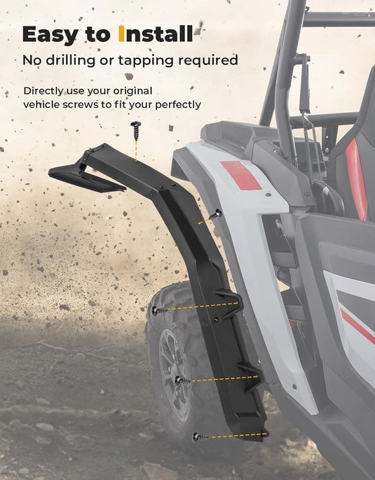 Fender Flares 8.5" Extended Mud Flaps for 2024-2025 Polaris RZR XP 4 1000 (4PCS)