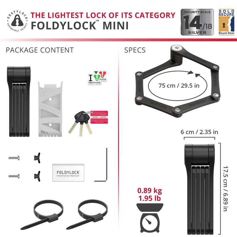 Load image into Gallery viewer, Seatylock Foldylock Mini The Lightest Certified Folding Bike Lock
