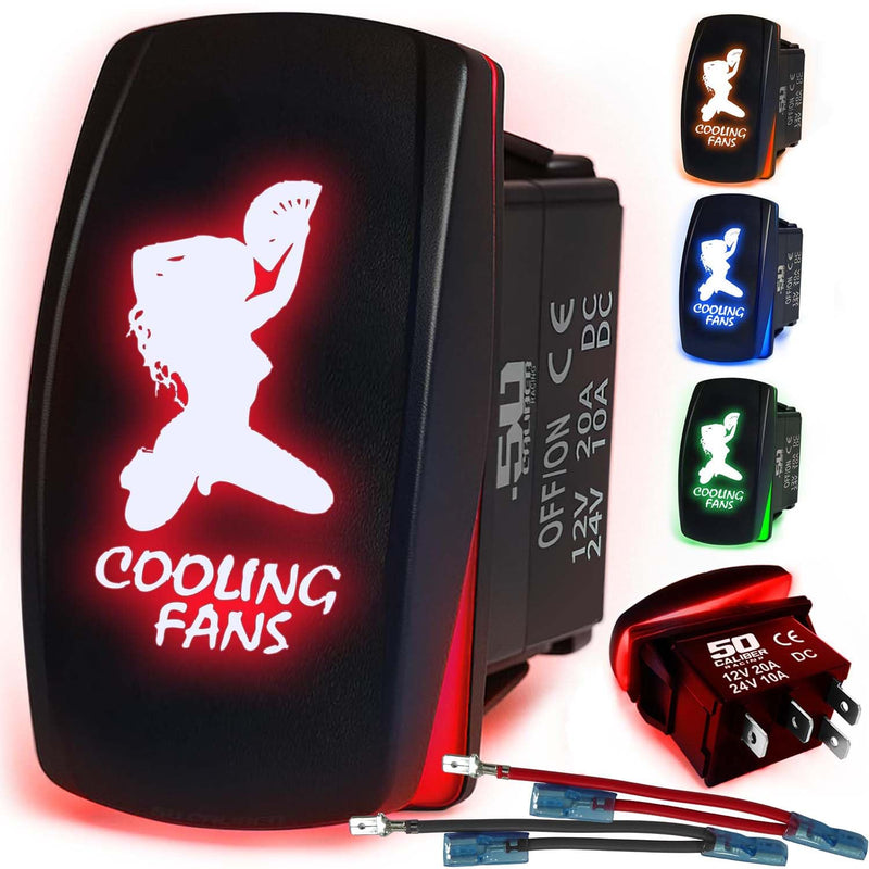 Load image into Gallery viewer, Waterproof Funny Rocker Switch 12v ON/Off, LED Backlit with Etched Design w/Toggle Switch 12v - UTV, Auto, Boat 20A Variation
