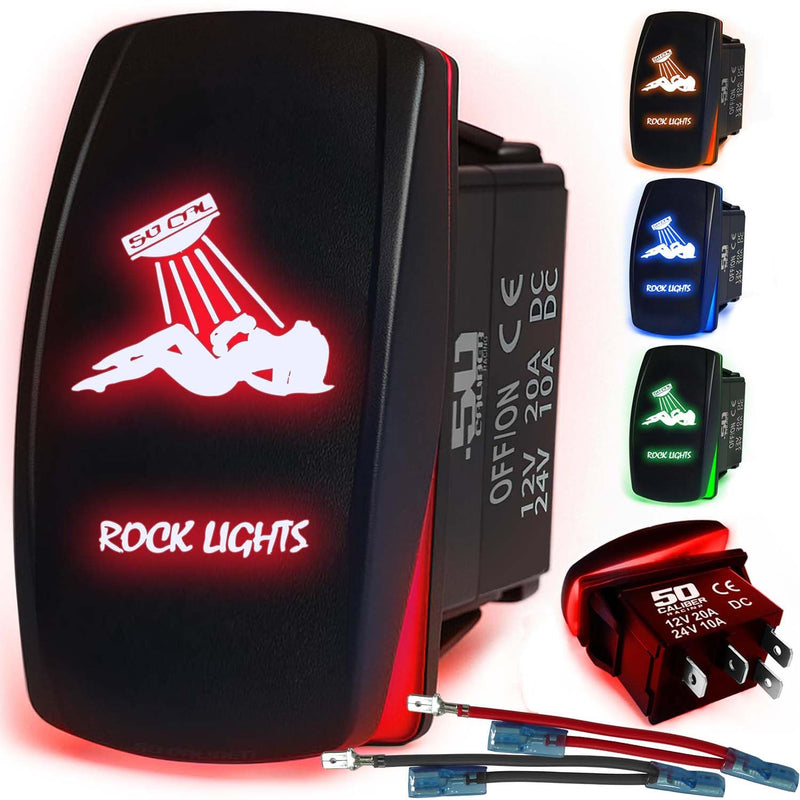 Load image into Gallery viewer, Waterproof Funny Rocker Switch 12v ON/Off, LED Backlit with Etched Design w/Toggle Switch 12v - UTV, Auto, Boat 20A Variation
