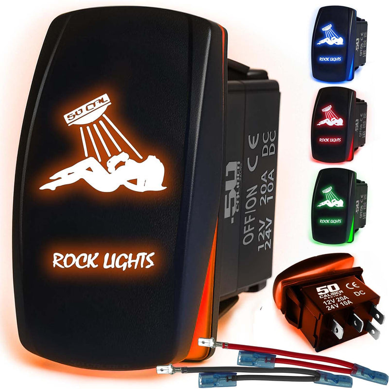 Load image into Gallery viewer, Waterproof Funny Rocker Switch 12v ON/Off, LED Backlit with Etched Design w/Toggle Switch 12v - UTV, Auto, Boat 20A Variation
