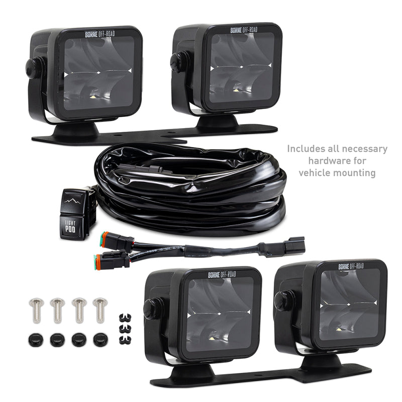 Load image into Gallery viewer, Borne Off-Road 21+ Bronco Light Pods 4pc Ditch 3x3 Spot
