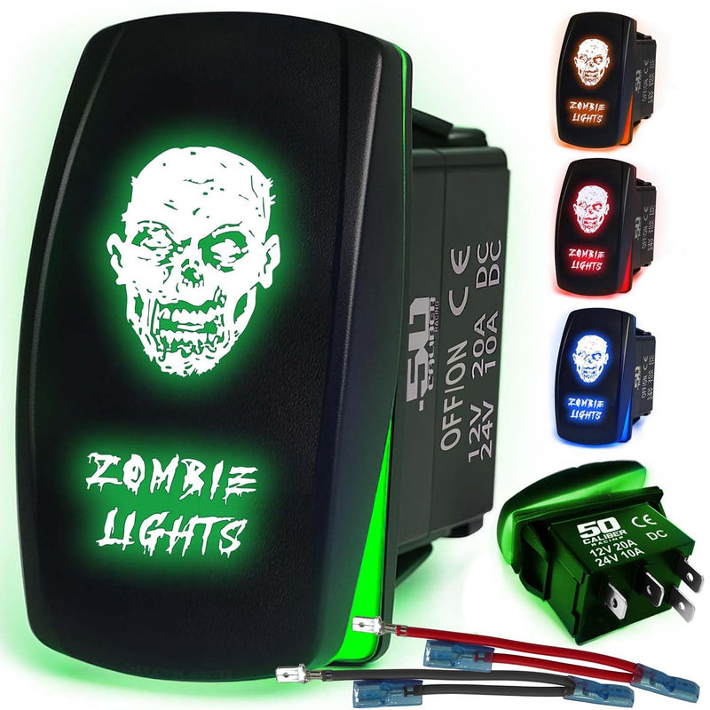 Load image into Gallery viewer, Waterproof Funny Rocker Switch 12v ON/Off, LED Backlit with Etched Design w/Toggle Switch 12v - UTV, Auto, Boat 20A Variation
