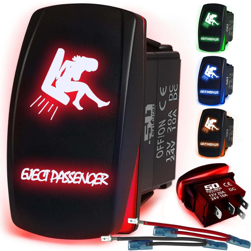 Load image into Gallery viewer, Waterproof Funny Rocker Switch 12v ON/Off, LED Backlit with Etched Design w/Toggle Switch 12v - UTV, Auto, Boat 20A Variation
