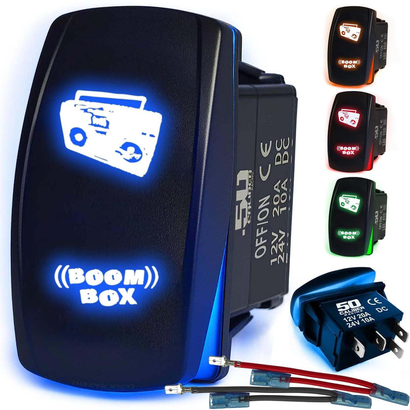 Load image into Gallery viewer, Waterproof Funny Rocker Switch 12v ON/Off, LED Backlit with Etched Design w/Toggle Switch 12v - UTV, Auto, Boat 20A Variation
