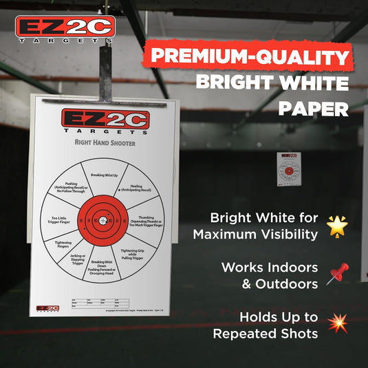 EZ2C Right Hand/Left Hand Diagnostic Training Paper Target 11”x17” USA MADE Style 11