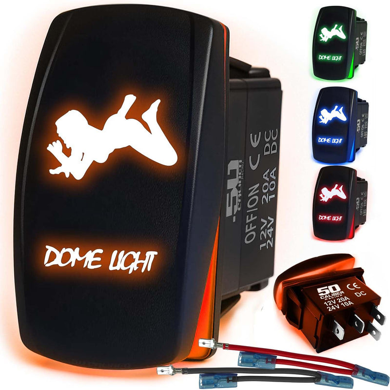 Load image into Gallery viewer, Waterproof Funny Rocker Switch 12v ON/Off, LED Backlit with Etched Design w/Toggle Switch 12v - UTV, Auto, Boat 20A Variation
