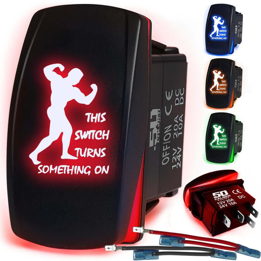 Waterproof Funny Rocker Switch 12v ON/Off, LED Backlit with Etched Design w/Toggle Switch 12v - UTV, Auto, Boat 20A Variation