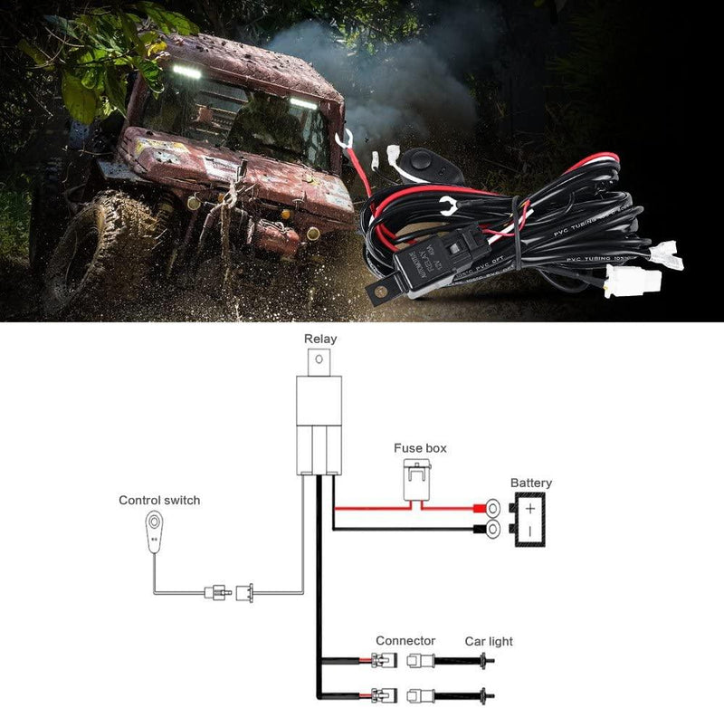 Load image into Gallery viewer, (2 Lead) LED Light Bar Wiring Harness Kit with Fuse Relay ON/Off Switch for LED Off-Road Driving Work Light
