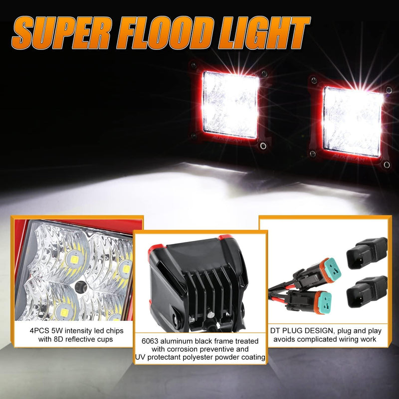 Load image into Gallery viewer, 3 Inch 40W Spot/Flood Beam LED Pods Light + Universal LED Working Lights Mounting Brackets

