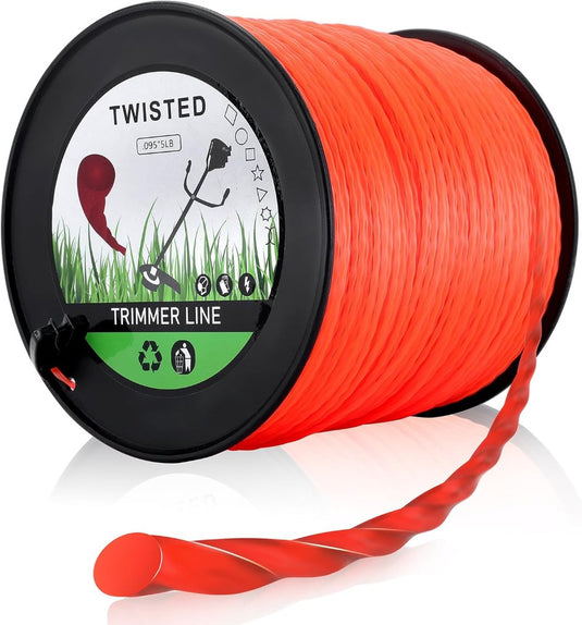 .095 5-Pound by 1889-ft Round Twist Commercial Trimmer Line in Spool Weed Eater with 2.4 mm/095-Inch Line Cutter Orange SOAK for 24H Before Using