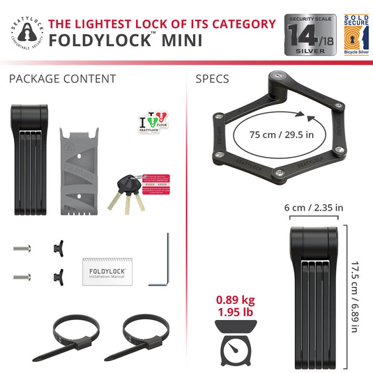 Seatylock Foldylock Mini The Lightest Certified Folding Bike Lock
