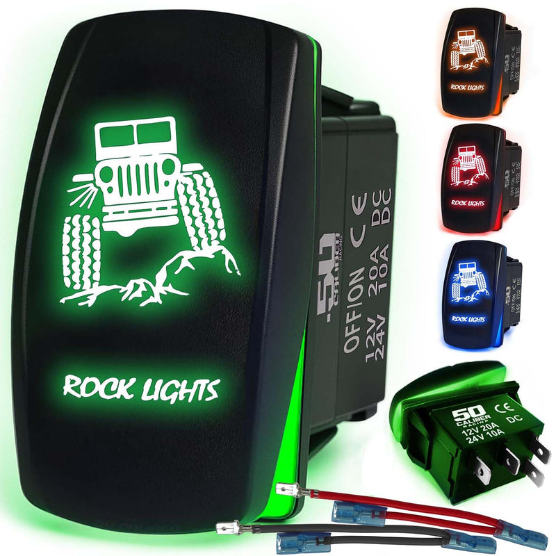 Load image into Gallery viewer, Waterproof Funny Rocker Switch 12v ON/Off, LED Backlit with Etched Design w/Toggle Switch 12v - UTV, Auto, Boat 20A Variation
