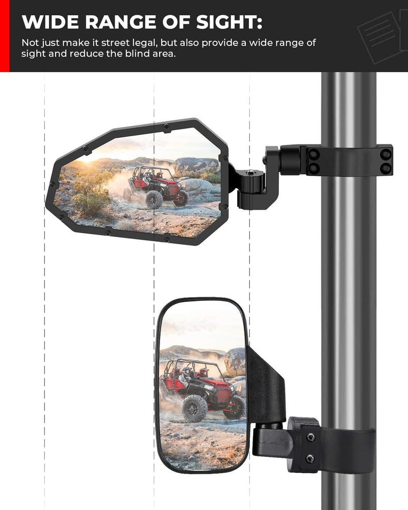 Load image into Gallery viewer, UTV Rear View Side Mirrors for Can Am Maverick X3/ RZR w/ 1.75"-2" roll bar (1 pair)
