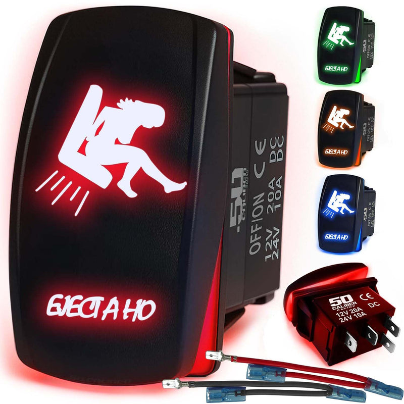 Load image into Gallery viewer, Waterproof Funny Rocker Switch 12v ON/Off, LED Backlit with Etched Design w/Toggle Switch 12v - UTV, Auto, Boat 20A Variation
