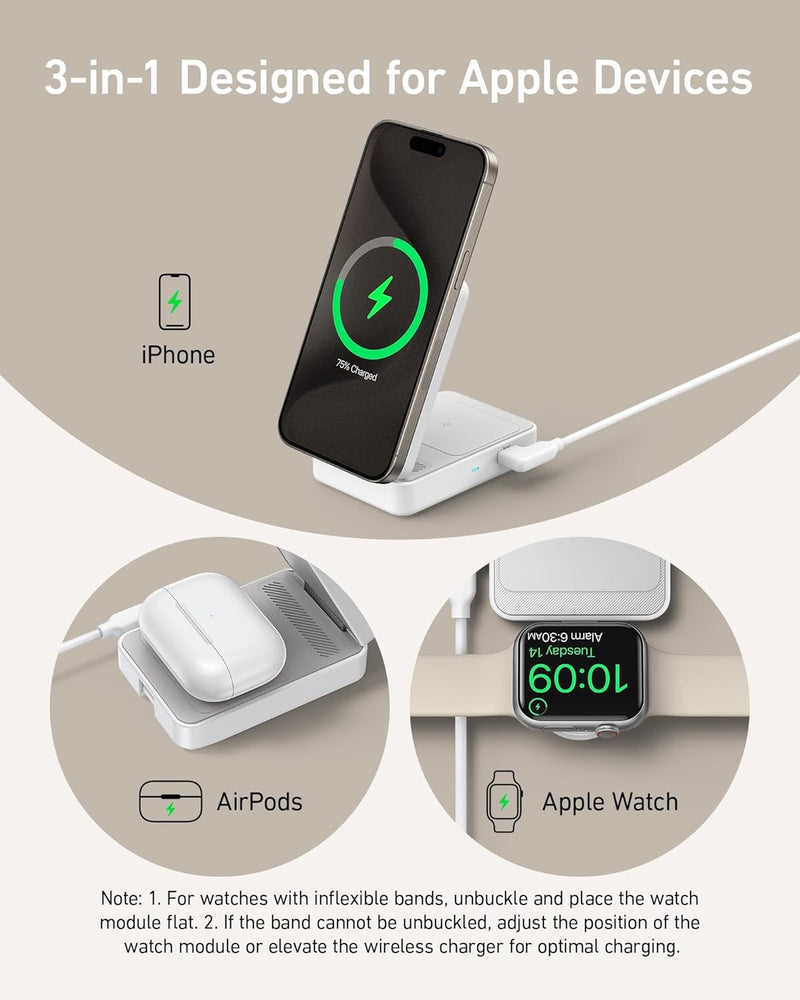 Load image into Gallery viewer, Anker MagGo Wireless Charging Station (Foldable 3-in-1)
