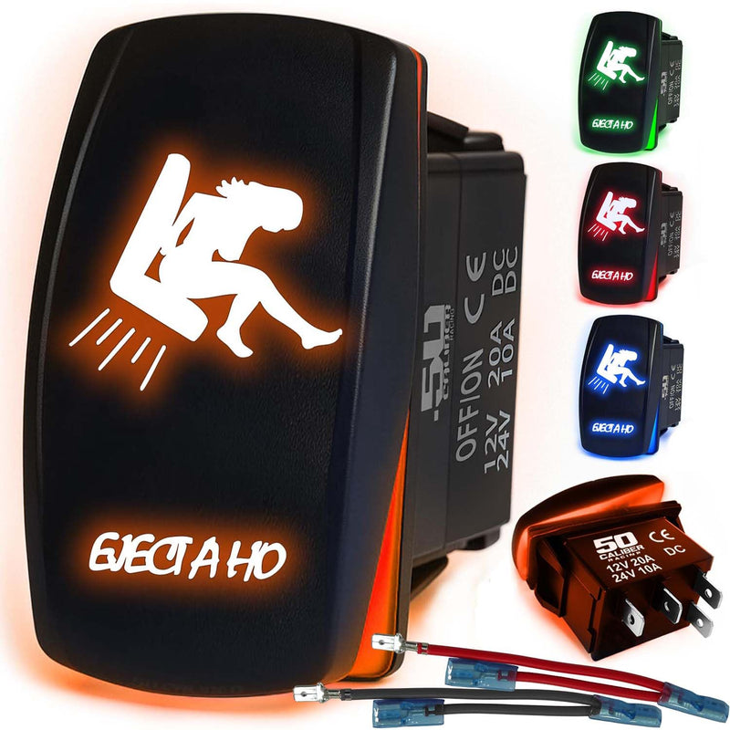Load image into Gallery viewer, Waterproof Funny Rocker Switch 12v ON/Off, LED Backlit with Etched Design w/Toggle Switch 12v - UTV, Auto, Boat 20A Variation
