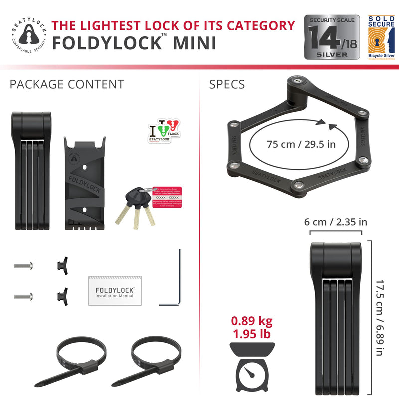 Load image into Gallery viewer, Seatylock Foldylock Mini The Lightest Certified Folding Bike Lock

