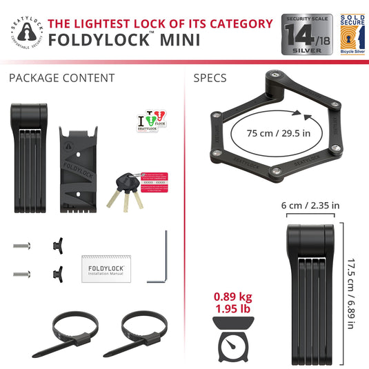 Seatylock Foldylock Mini The Lightest Certified Folding Bike Lock