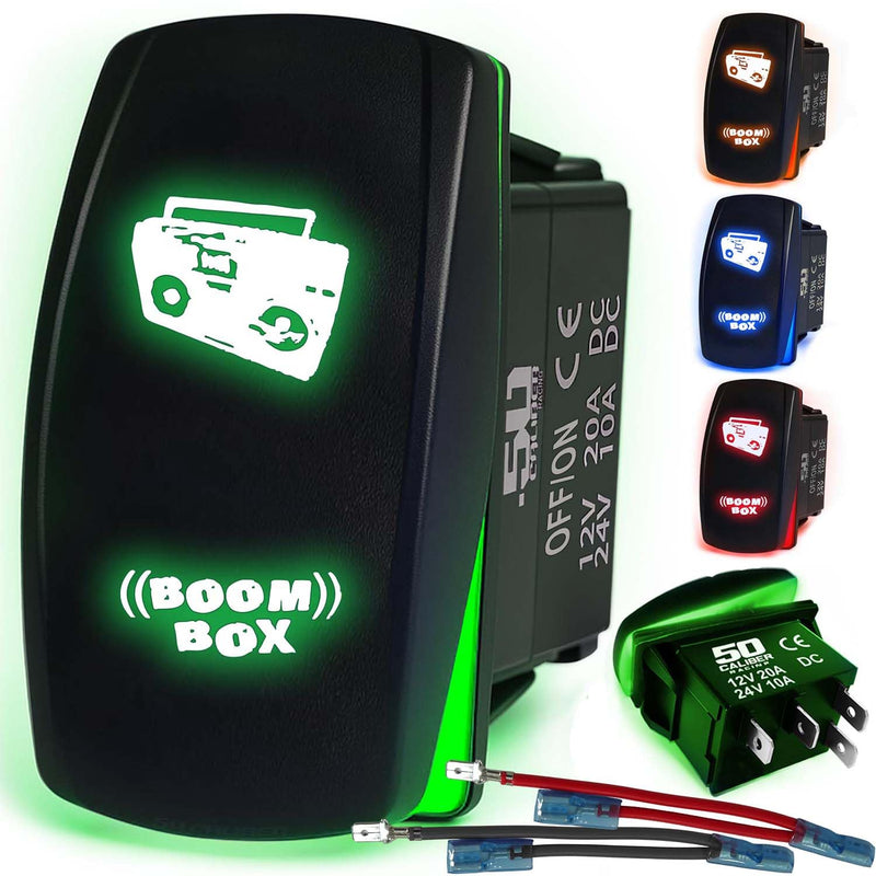 Load image into Gallery viewer, Waterproof Funny Rocker Switch 12v ON/Off, LED Backlit with Etched Design w/Toggle Switch 12v - UTV, Auto, Boat 20A Variation
