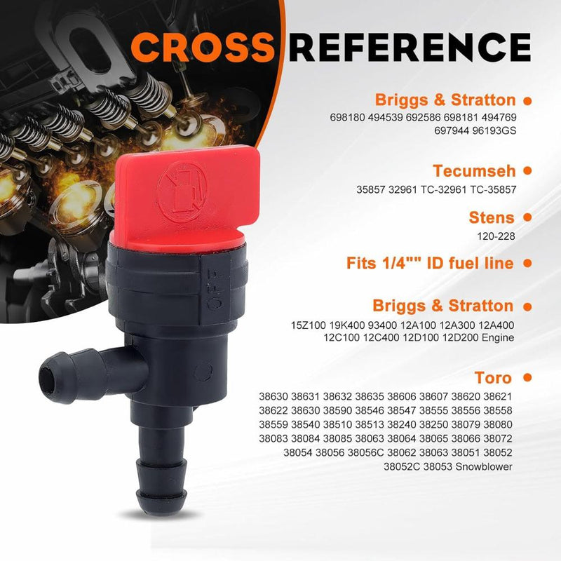 Load image into Gallery viewer, 10-Pack 494769 90 Degree 1/4 Inline Fuel Shut Off Valve for Briggs &amp; Stratton 698181 494539 697944 Tecumseh 35857 Mower Generator Pressure Washer
