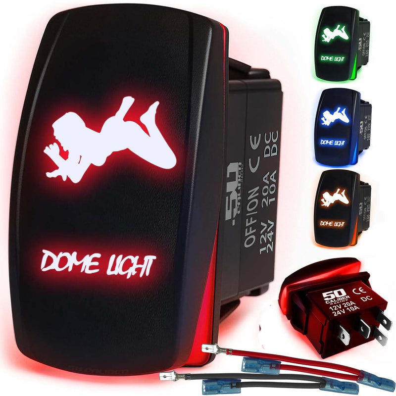 Load image into Gallery viewer, Waterproof Funny Rocker Switch 12v ON/Off, LED Backlit with Etched Design w/Toggle Switch 12v - UTV, Auto, Boat 20A Variation
