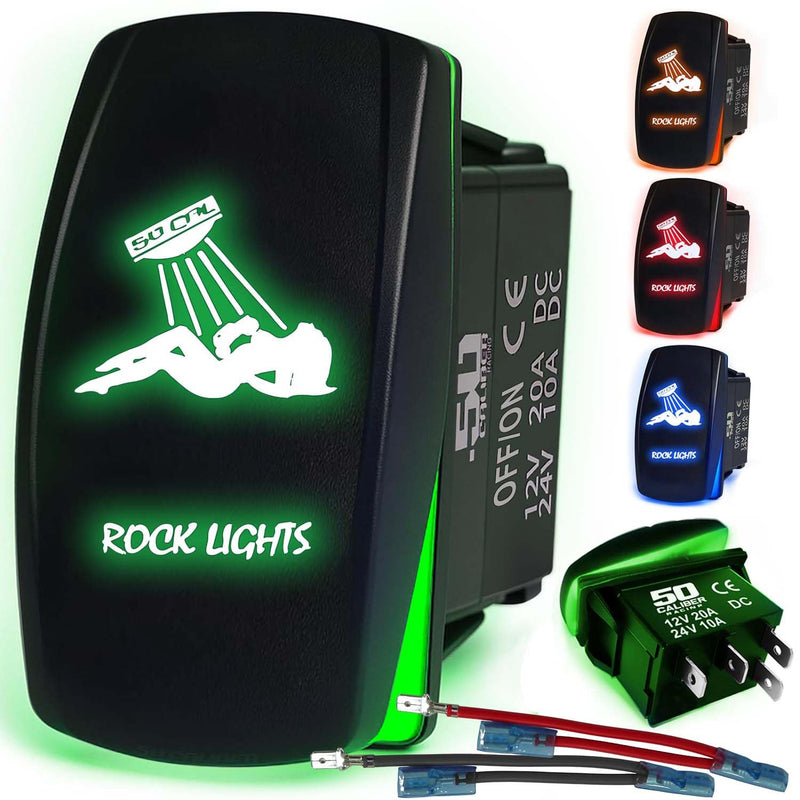 Load image into Gallery viewer, Waterproof Funny Rocker Switch 12v ON/Off, LED Backlit with Etched Design w/Toggle Switch 12v - UTV, Auto, Boat 20A Variation
