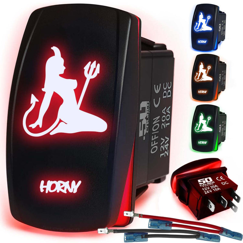Load image into Gallery viewer, Waterproof Funny Rocker Switch 12v ON/Off, LED Backlit with Etched Design w/Toggle Switch 12v - UTV, Auto, Boat 20A Variation
