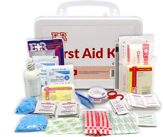 107 Piece, 25 Person First Aid Kit with Plastic Case, OSHA Compliant