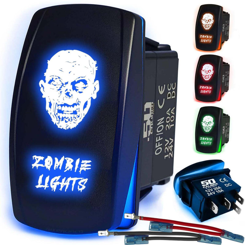 Load image into Gallery viewer, Waterproof Funny Rocker Switch 12v ON/Off, LED Backlit with Etched Design w/Toggle Switch 12v - UTV, Auto, Boat 20A Variation
