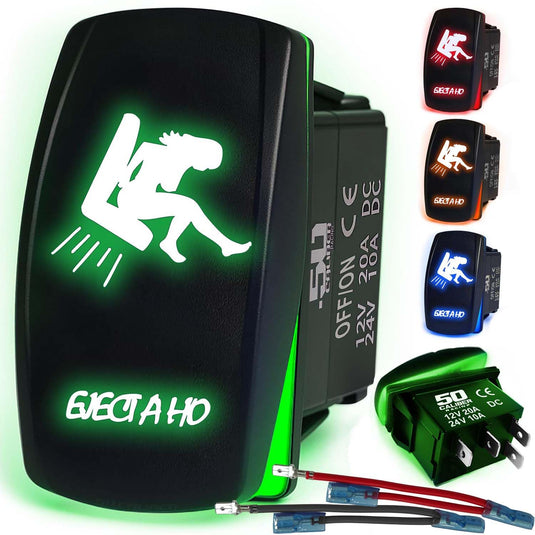 Waterproof Funny Rocker Switch 12v ON/Off, LED Backlit with Etched Design w/Toggle Switch 12v - UTV, Auto, Boat 20A Variation