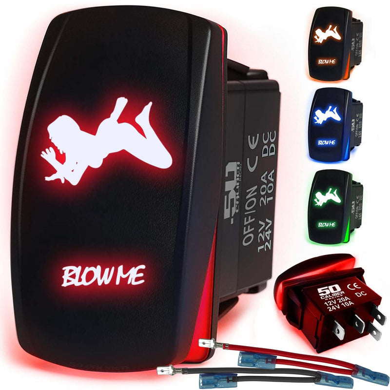 Load image into Gallery viewer, Waterproof Funny Rocker Switch 12v ON/Off, LED Backlit with Etched Design w/Toggle Switch 12v - UTV, Auto, Boat 20A Variation
