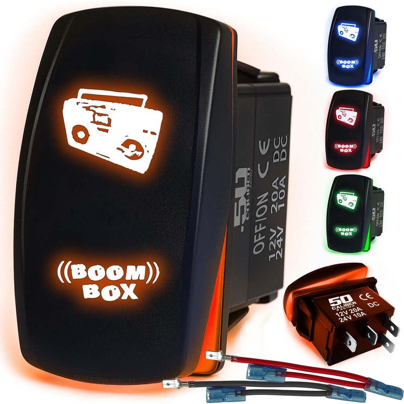 Load image into Gallery viewer, Waterproof Funny Rocker Switch 12v ON/Off, LED Backlit with Etched Design w/Toggle Switch 12v - UTV, Auto, Boat 20A Variation

