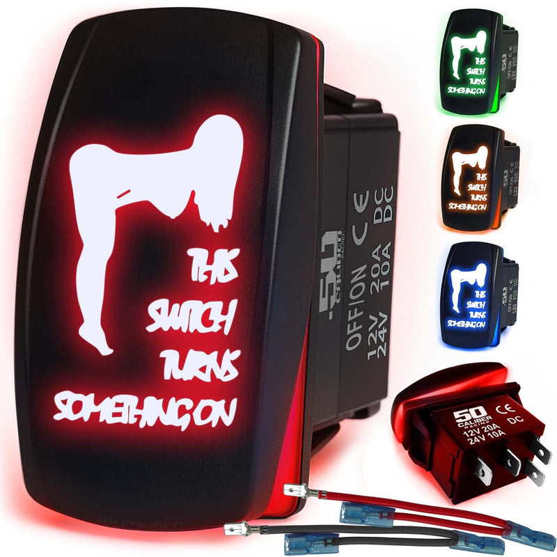 Load image into Gallery viewer, Waterproof Funny Rocker Switch 12v ON/Off, LED Backlit with Etched Design w/Toggle Switch 12v - UTV, Auto, Boat 20A Variation
