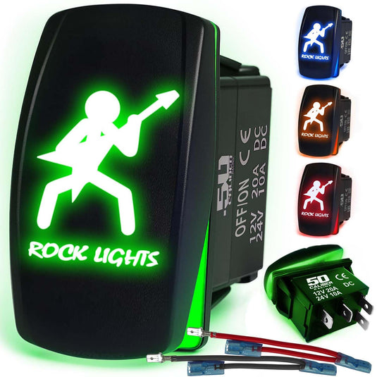 Waterproof Funny Rocker Switch 12v ON/Off, LED Backlit with Etched Design w/Toggle Switch 12v - UTV, Auto, Boat 20A Variation