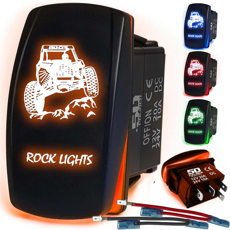 Load image into Gallery viewer, Waterproof Funny Rocker Switch 12v ON/Off, LED Backlit with Etched Design w/Toggle Switch 12v - UTV, Auto, Boat 20A Variation
