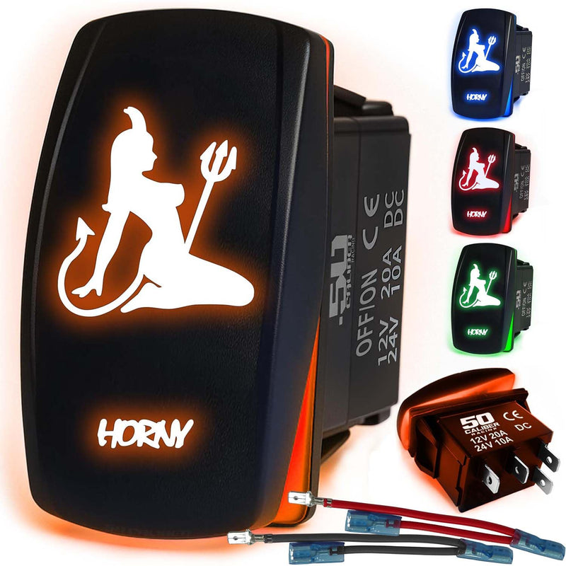 Load image into Gallery viewer, Waterproof Funny Rocker Switch 12v ON/Off, LED Backlit with Etched Design w/Toggle Switch 12v - UTV, Auto, Boat 20A Variation
