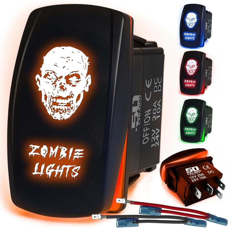 Load image into Gallery viewer, Waterproof Funny Rocker Switch 12v ON/Off, LED Backlit with Etched Design w/Toggle Switch 12v - UTV, Auto, Boat 20A Variation
