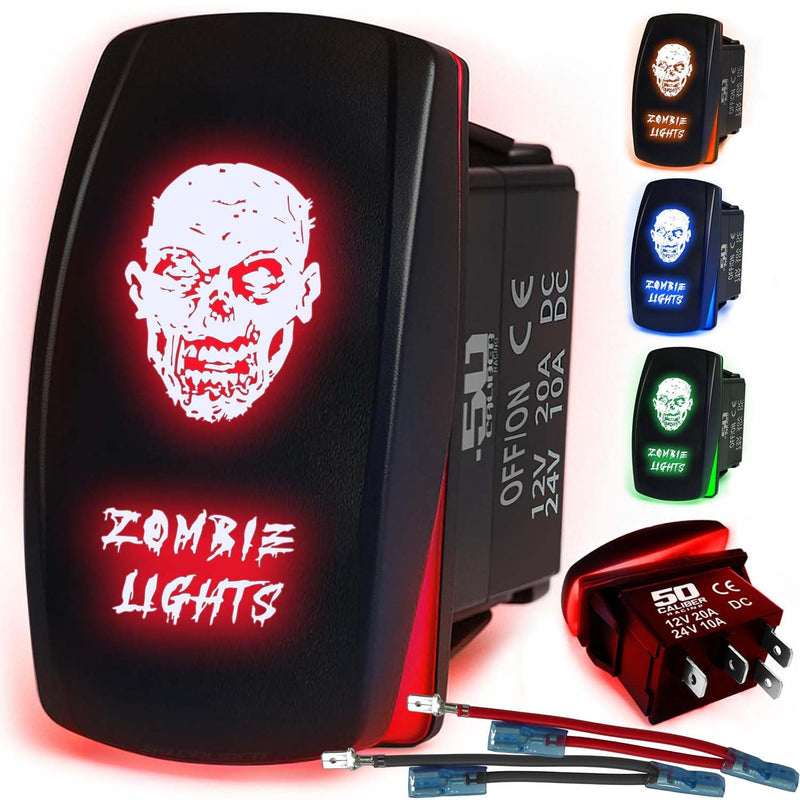 Load image into Gallery viewer, Waterproof Funny Rocker Switch 12v ON/Off, LED Backlit with Etched Design w/Toggle Switch 12v - UTV, Auto, Boat 20A Variation
