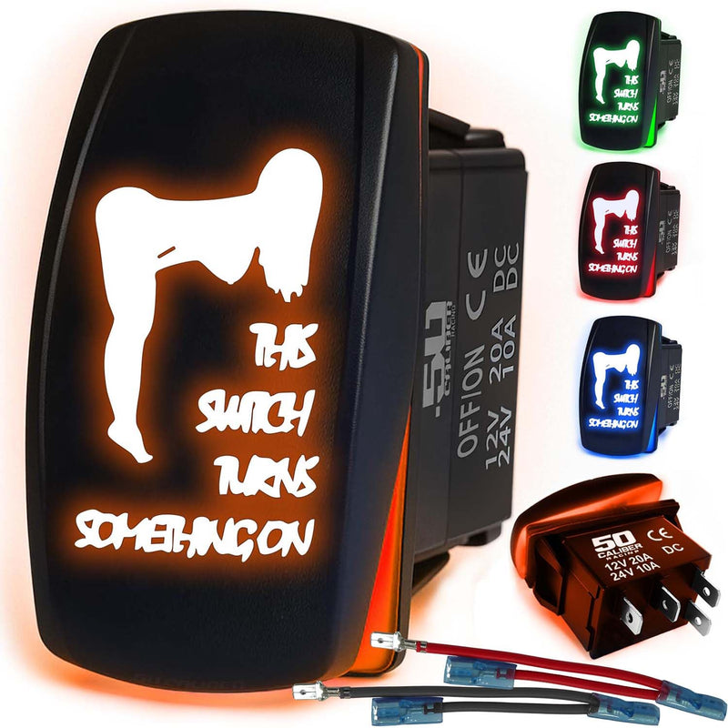 Load image into Gallery viewer, Waterproof Funny Rocker Switch 12v ON/Off, LED Backlit with Etched Design w/Toggle Switch 12v - UTV, Auto, Boat 20A Variation
