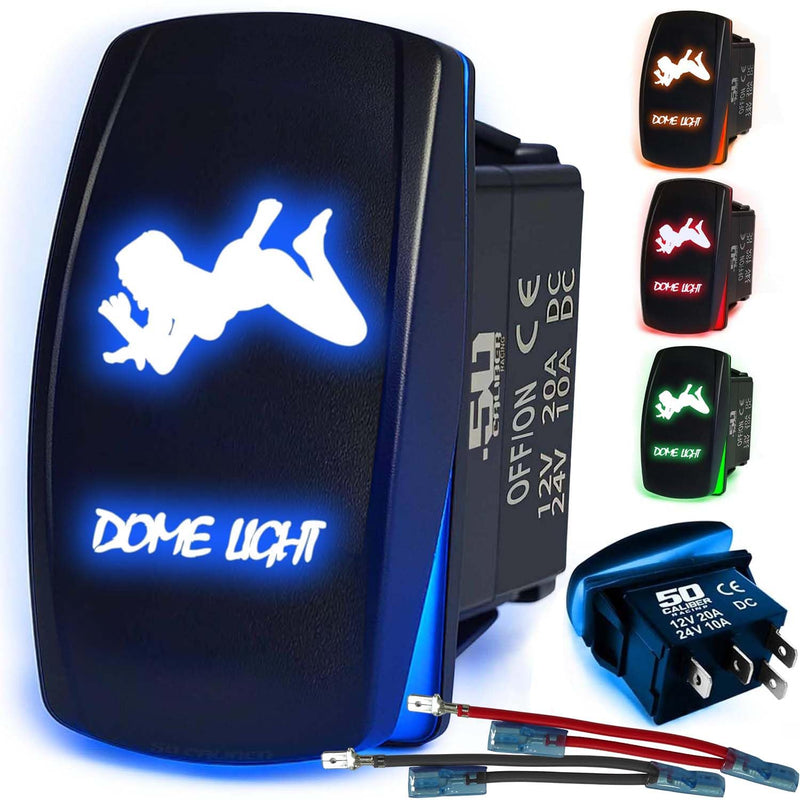 Load image into Gallery viewer, Waterproof Funny Rocker Switch 12v ON/Off, LED Backlit with Etched Design w/Toggle Switch 12v - UTV, Auto, Boat 20A Variation
