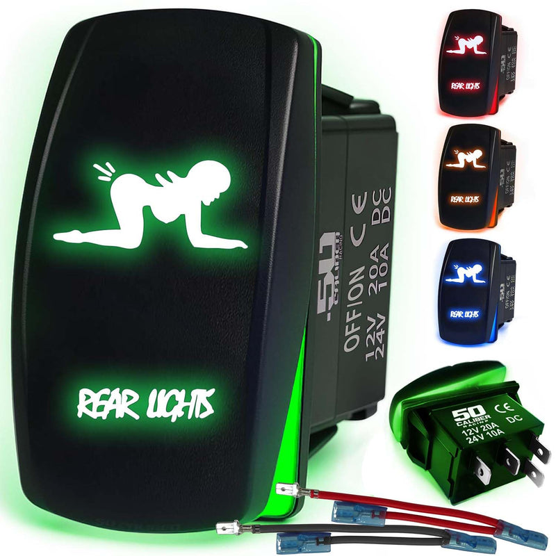 Load image into Gallery viewer, Waterproof Funny Rocker Switch 12v ON/Off, LED Backlit with Etched Design w/Toggle Switch 12v - UTV, Auto, Boat 20A Variation
