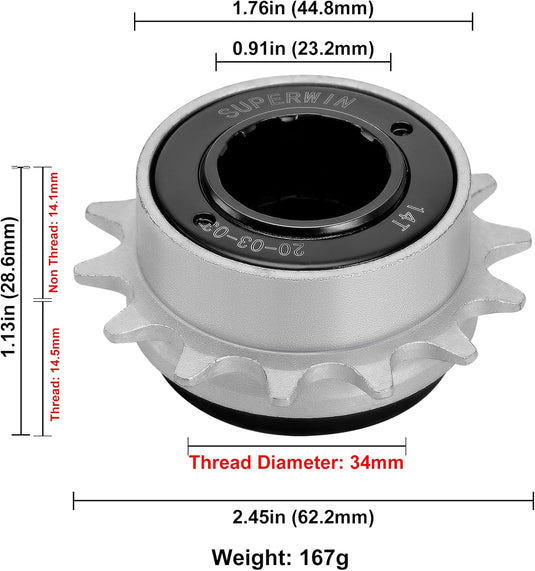 12T / 14T Single Speed Bike Freewheel
