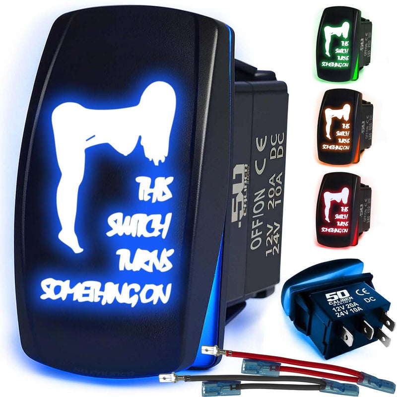 Load image into Gallery viewer, Waterproof Funny Rocker Switch 12v ON/Off, LED Backlit with Etched Design w/Toggle Switch 12v - UTV, Auto, Boat 20A Variation
