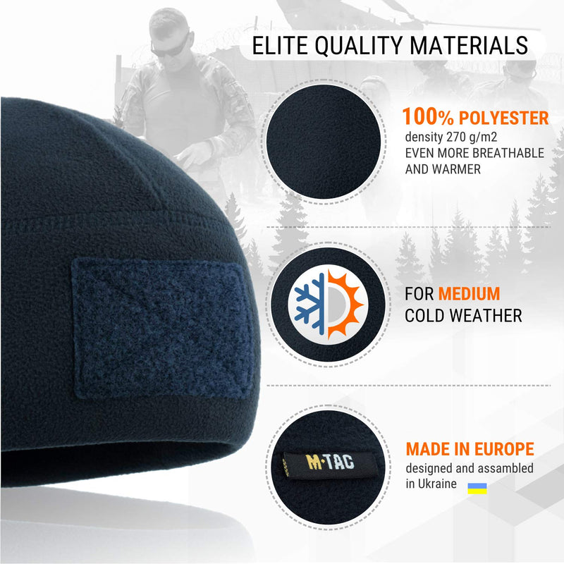 Load image into Gallery viewer, M-Tac Fleece Tactical Watch Cap Beanie With Patch Panel (270 g/m2)
